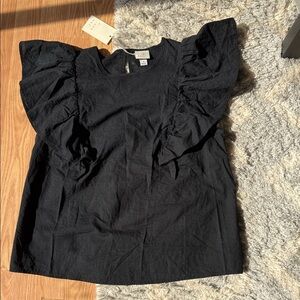 a new day Black Ruffle Sleeve Blouse
